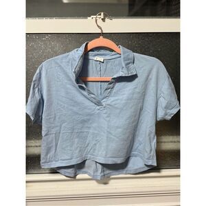CottonOn Blue Women's Collared Crop Top